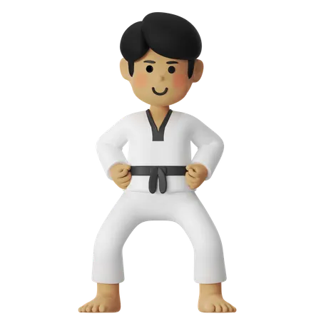 Taekwondo Horse Stance Boy  3D Illustration