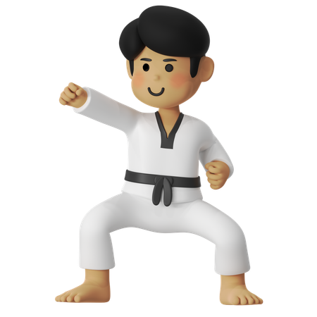 Taekwondo Jab Boy  3D Illustration