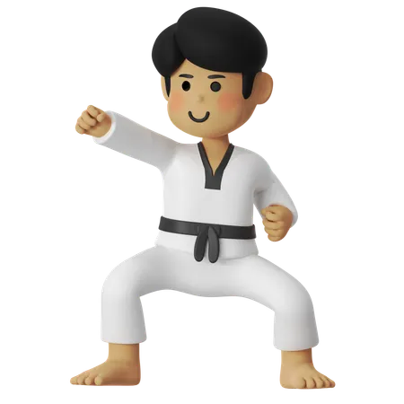 Taekwondo Jab Boy  3D Illustration