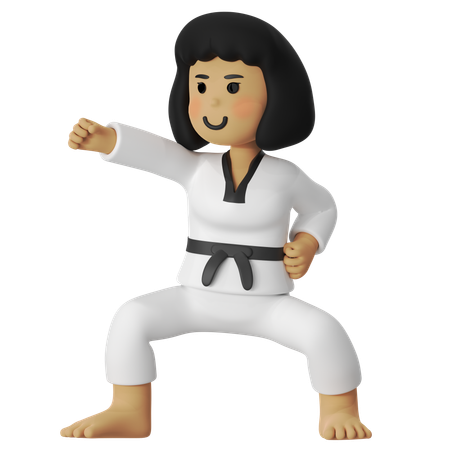 Taekwondo Jab Girl  3D Icon