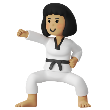 Taekwondo Jab Girl  3D Illustration