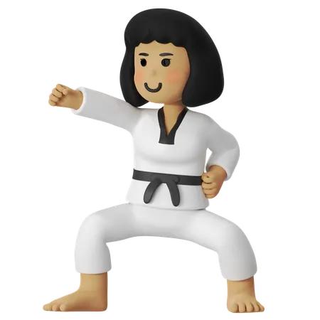 Taekwondo Jab Girl  3D Illustration