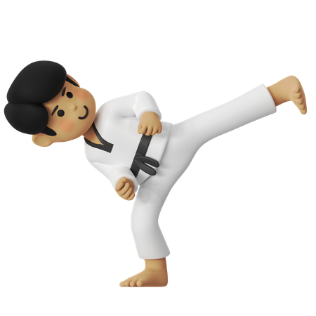 Taekwondo Kick Boy  3D Illustration