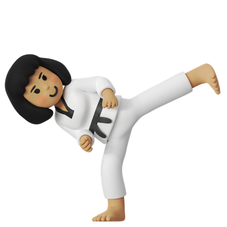 Taekwondo Kick Girl  3D Icon
