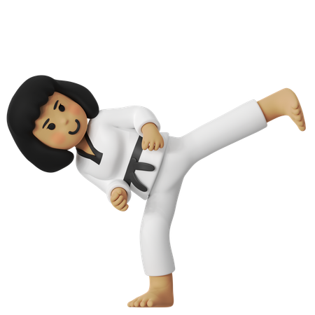 Taekwondo Kick Girl  3D Illustration