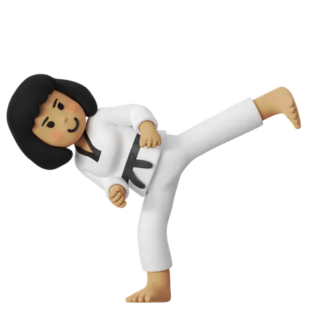 Taekwondo Kick Girl  3D Illustration