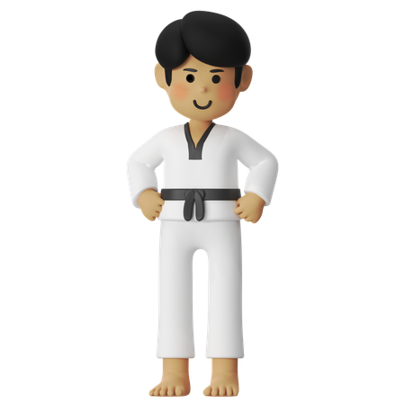 Taekwondo Pose Boy  3D Illustration