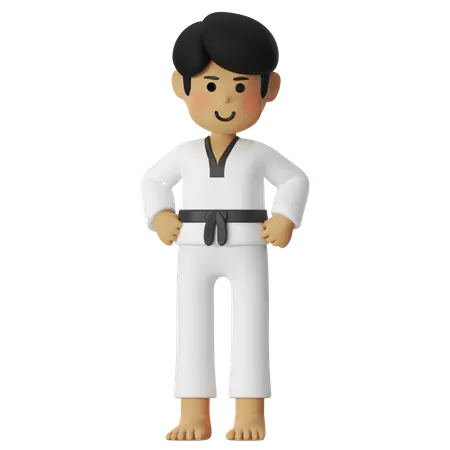 Taekwondo Pose Boy  3D Illustration