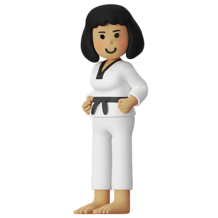 Taekwondo Pose Girl  3D Illustration