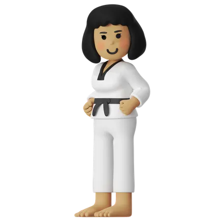 Taekwondo Pose Girl  3D Illustration