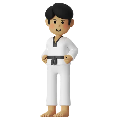 Taekwondo Stance Boy  3D Illustration