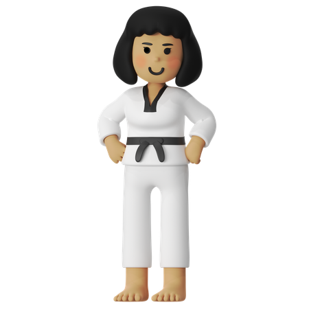 Taekwondo Steady Girl  3D Illustration