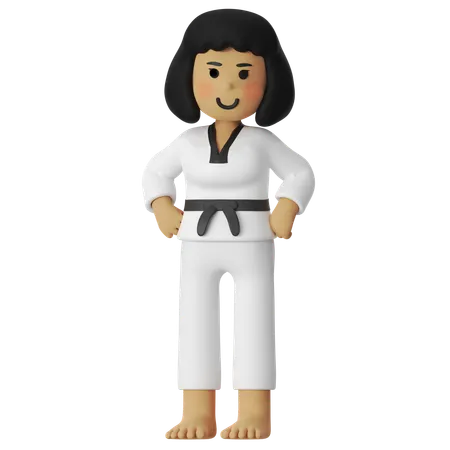 Taekwondo Steady Girl  3D Illustration