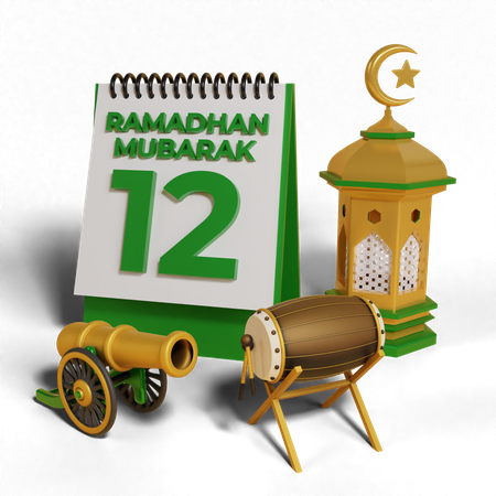 Tag 12 Ramadan  3D Icon