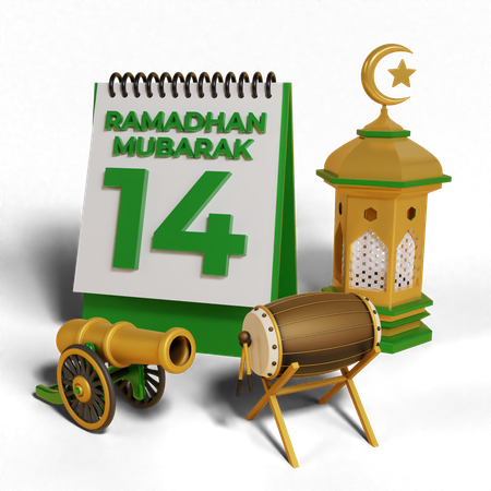 Tag 14 Ramadan  3D Icon