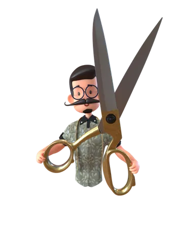 Tailor With Scissor  3D Illustration