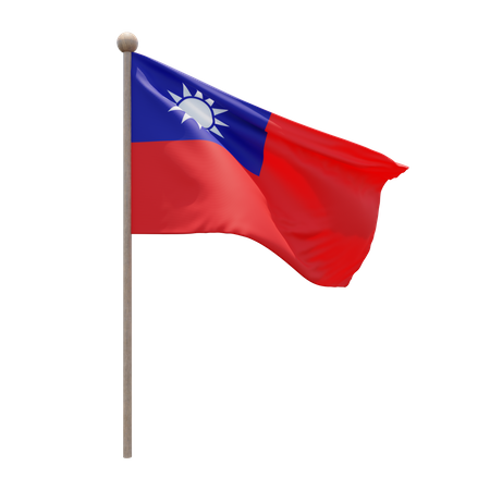 Taiwan Republic of China Flag Pole  3D Flag