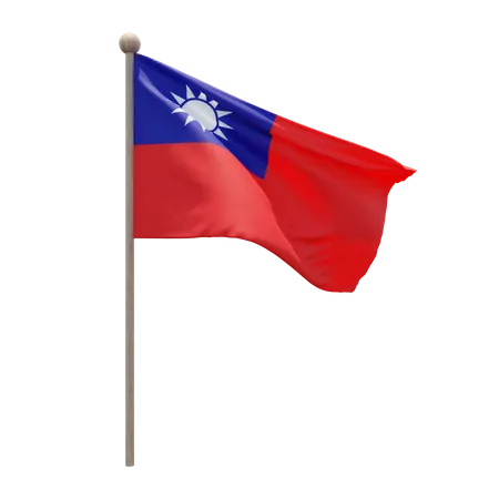 Taiwan Republic of China Flag Pole  3D Flag