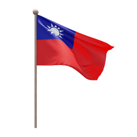 Taiwan Republic of China Flag Pole 3D Illustration