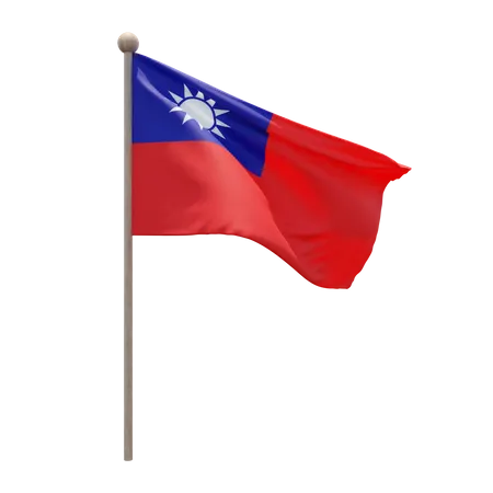 Taiwan Republic of China Flag Pole 3D Illustration