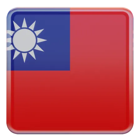 Taiwan Republic of China Square Flag 3D Icon