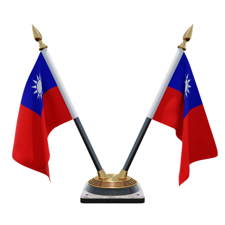 Suporte de bandeira de mesa dupla (V) de Taiwan, República da China  3D Icon