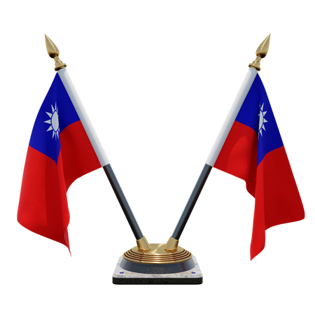 Taiwan, Republik China, doppelter Tischflaggenständer  3D Flag
