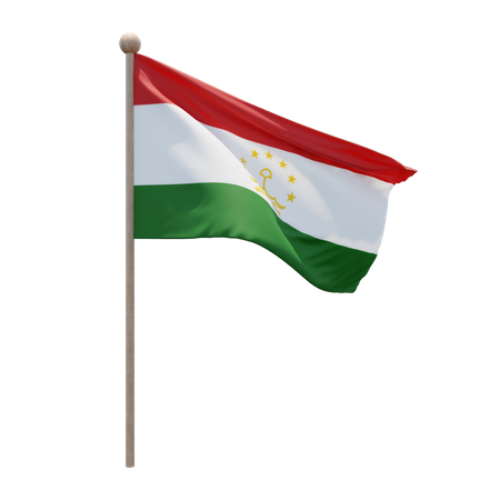 Tajikistan Flagpole 3D Illustration