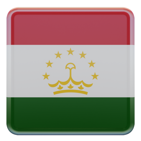 Tajikistan Square Flag  3D Icon