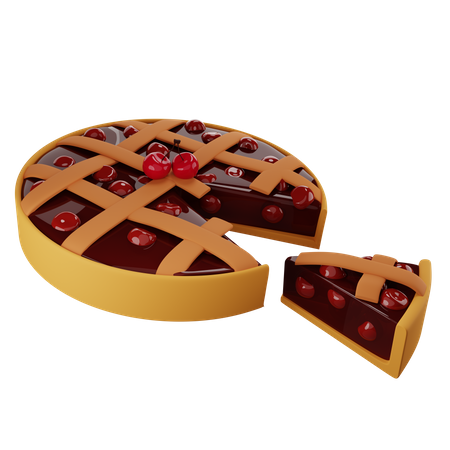 Take a piece of cherry pie  3D Illustration