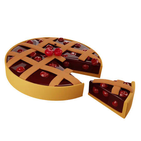 Take a piece of cherry pie  3D Illustration