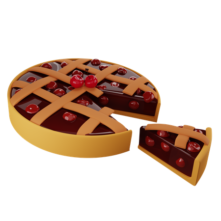 Take a piece of cherry pie 3D Illustration