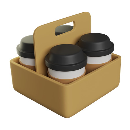 Take Out Coffee Cup Carrier  3D Icon