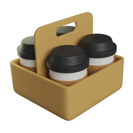 Take Out Coffee Cup Carrier  3D Icon