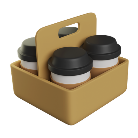 Take Out Coffee Cup Carrier  3D Icon