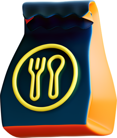 Takeaway paper bag  3D Icon