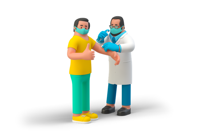 Taking Vaccine  3D Illustration