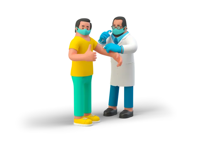 Taking Vaccine  3D Illustration