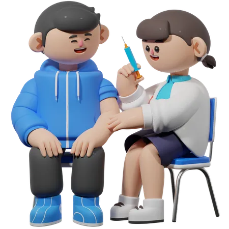 Taking Vaccine Dose  3D Illustration