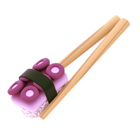 Tako Nigiri In Chopstick  3D Icon