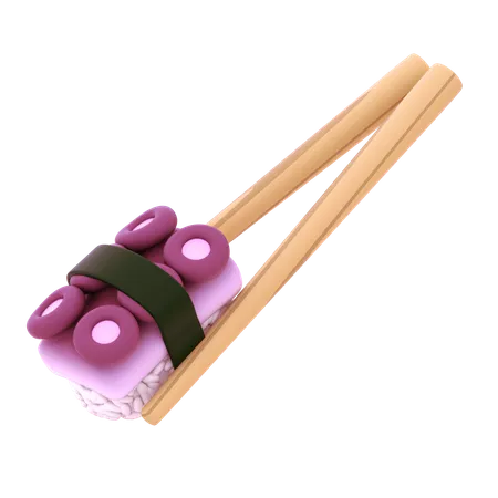 Tako Nigiri In Chopstick  3D Icon