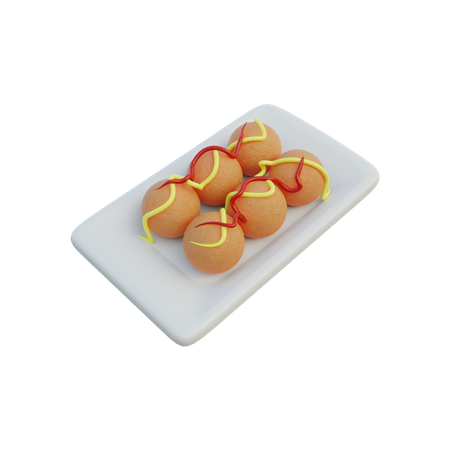 Takoyaki  3D Illustration