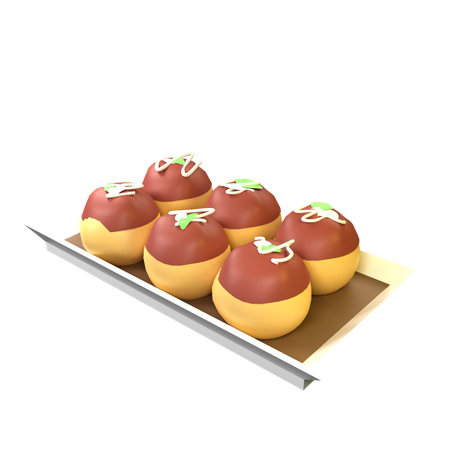 Takoyaki 3D Illustration