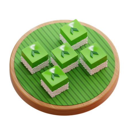 Talam Ketan Indonesian Pandan Sticky Rice Cake  3D Icon