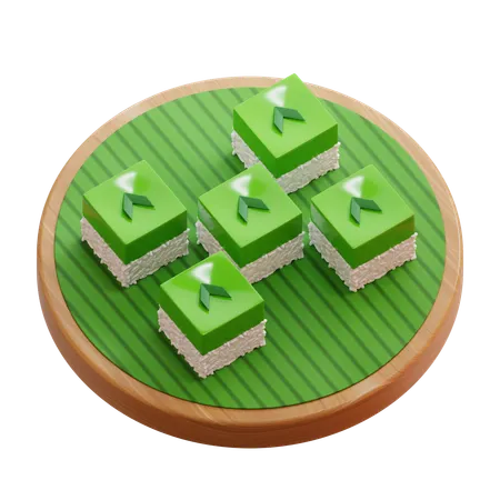 Talam Ketan Indonesian Pandan Sticky Rice Cake  3D Icon