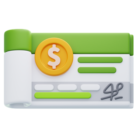 Talão de cheques  3D Icon