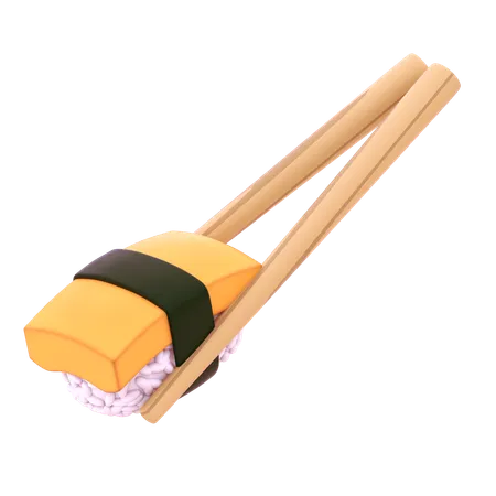 Tamago Nigiri In Chopstick  3D Icon