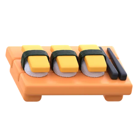 Plato de sushi tamago  3D Icon