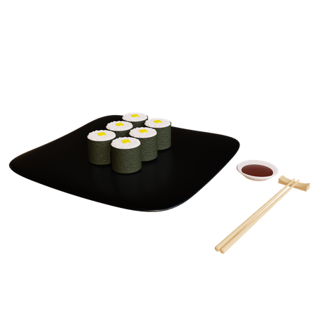 Tamago Roll Sushi  3D Icon