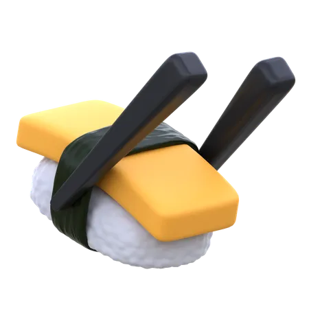 Sushi tamago avec baguette  3D Icon